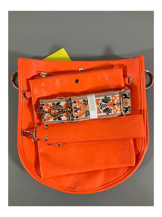 Ahdorned U-Shaped Messenger Bag - Double Entry, Dual Straps, Pouch, Sicilian Ora - Picture 3 of 9